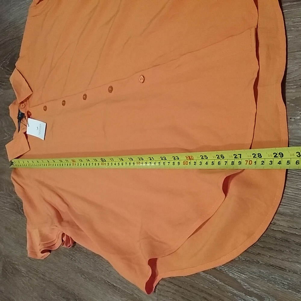 (XL) NWT Denver Hayes 100% Viscose Ruffle Shoulder Light Orange Blouse Colorful - Picture 4 of 8